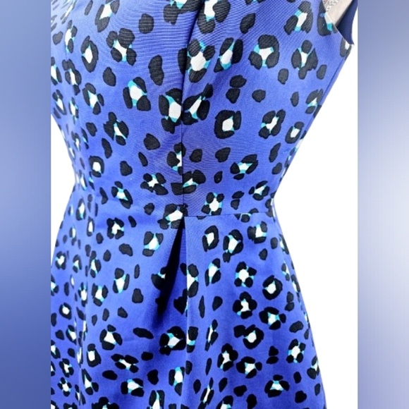 Kate Spade NY Dawson Cyber Cheetah Print Dress Blue V-Neck Pockets - Picture 7 of 16